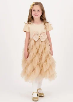 Angel's Face Abito Sabbia con Tulle per Bambine
