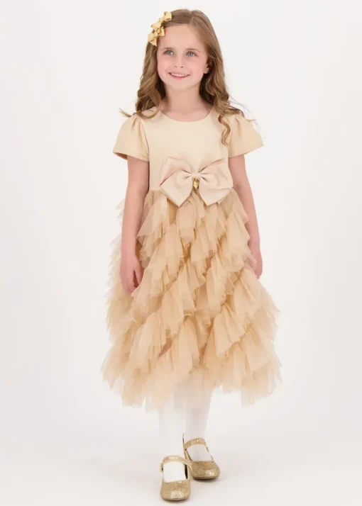 Angel's Face Abito Sabbia con Tulle per Bambine