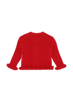 Angel's Face Cardigan Rosso con Fiocchi per Neonate
