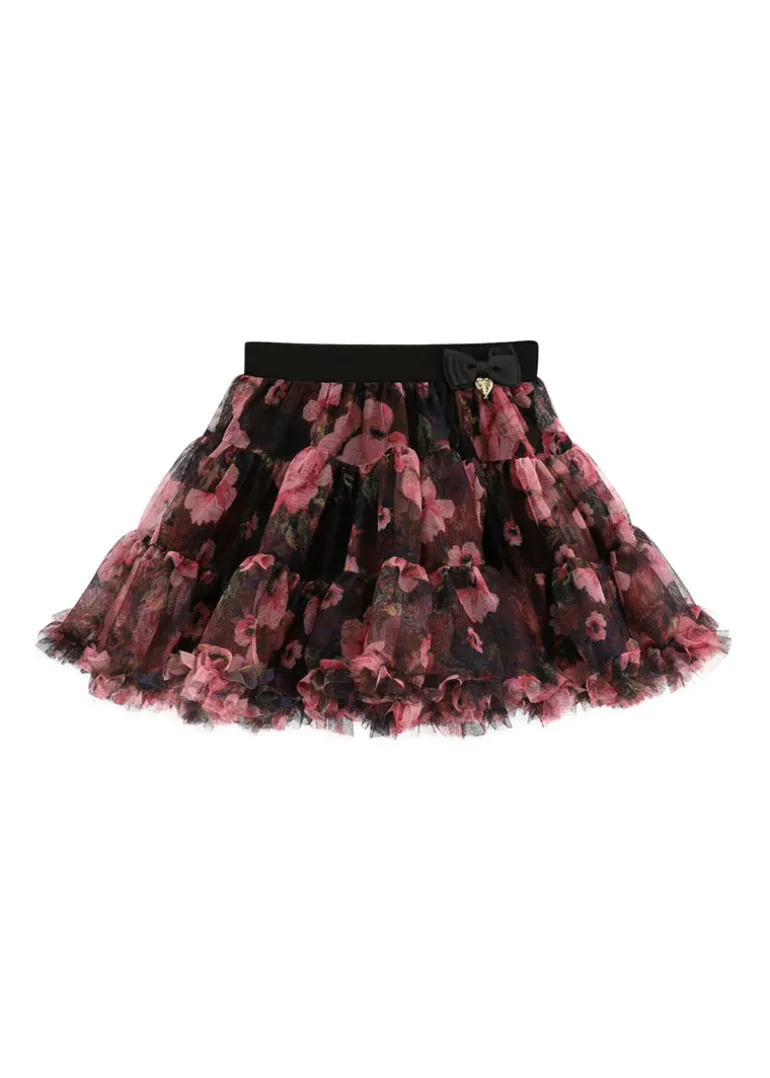 Angel's Face Gonna Nera Floreale per Bambine