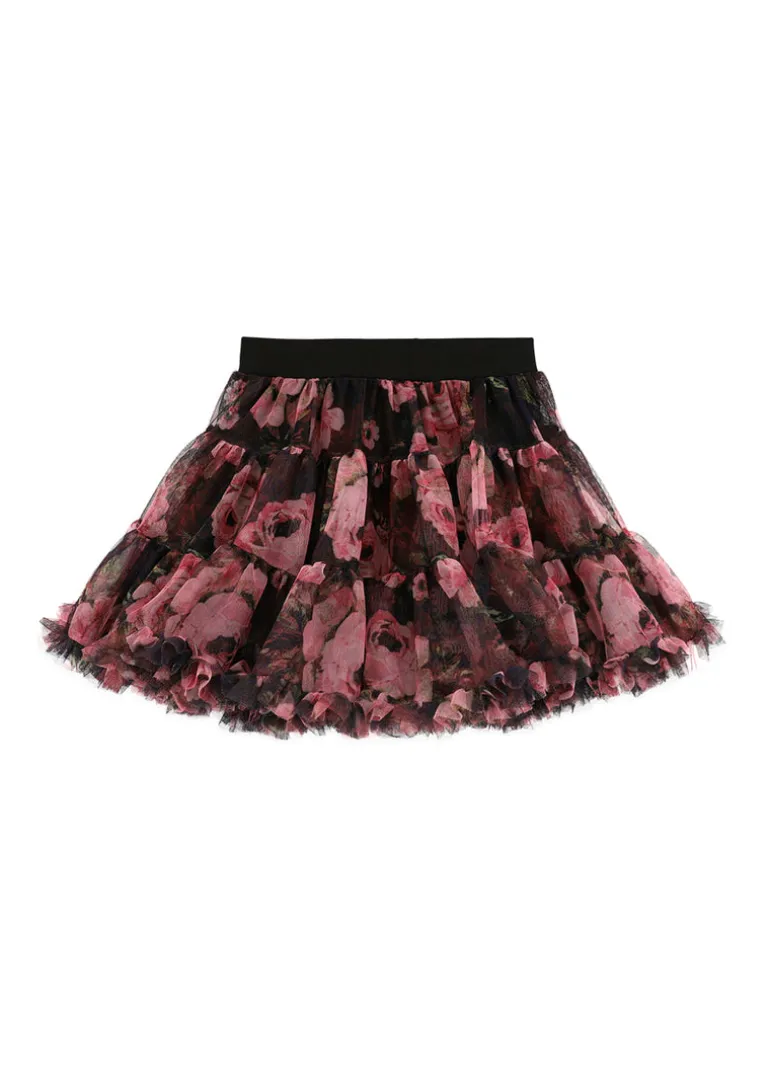 Angel's Face Gonna Nera Floreale per Bambine