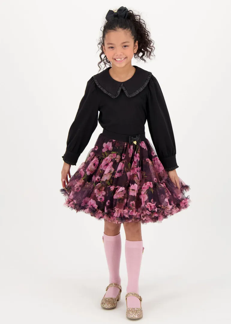 Angel's Face Gonna Nera Floreale per Bambine