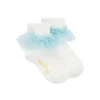 Angel's Face Top Calzini Bianchi/Celeste Frilly per Bambine