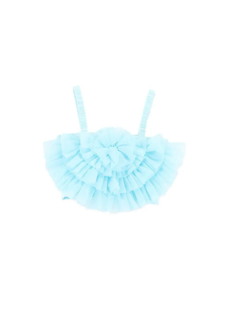 Angel's Face Top Celeste con Tulle Rosetta per Bambine