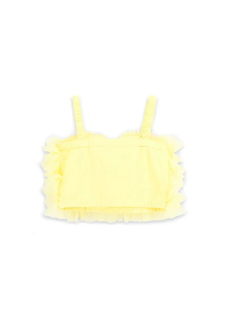 Angel's Face Top in Tulle Giallo per Bambine