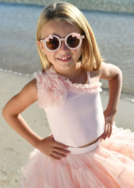 Angel's Face Top Rosa con Fiore Reese per Bambine