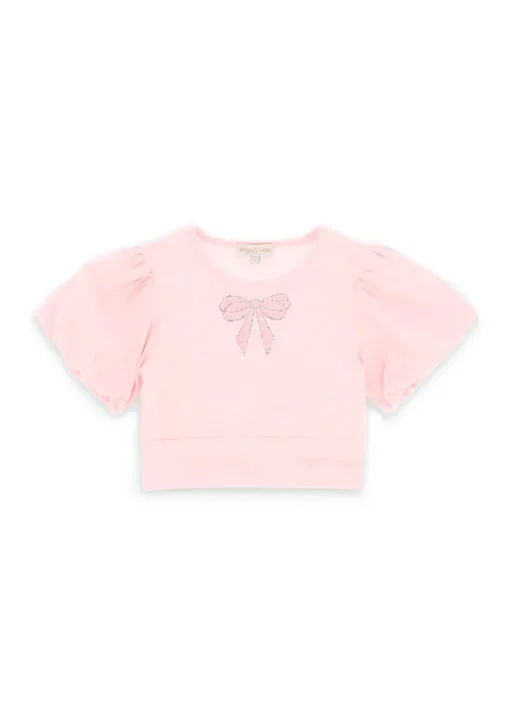 Angel's Face T-shirt Crop Rosa per Bambine