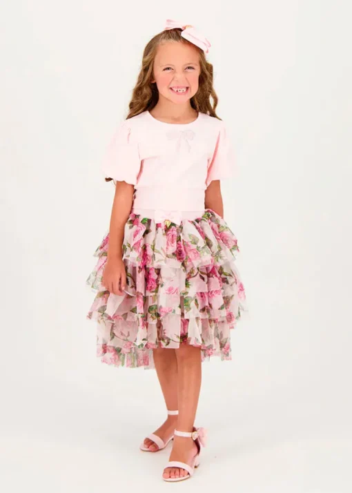 Angel's Face T-shirt Crop Rosa per Bambine