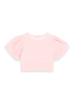 Angel's Face T-shirt Crop Rosa per Bambine