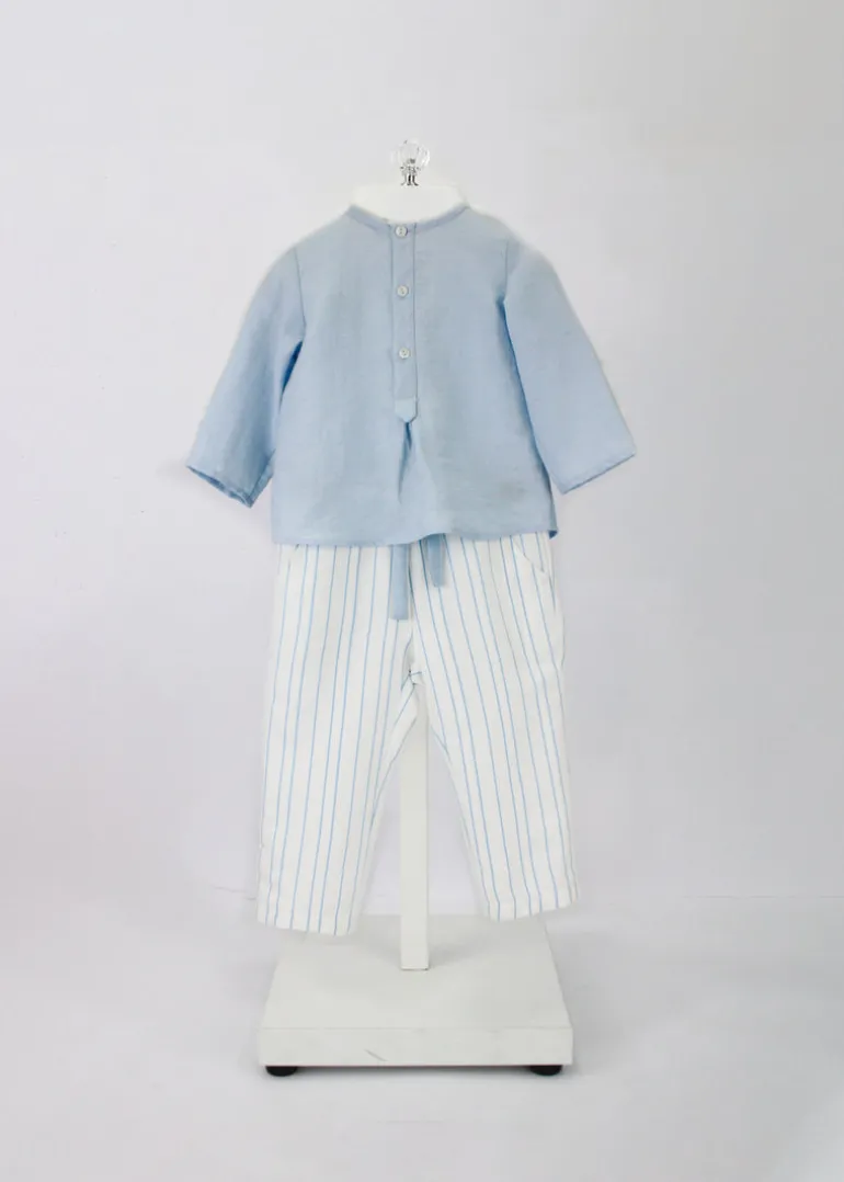 Barcellino Camicia Cielo con Pantaloni a Righe