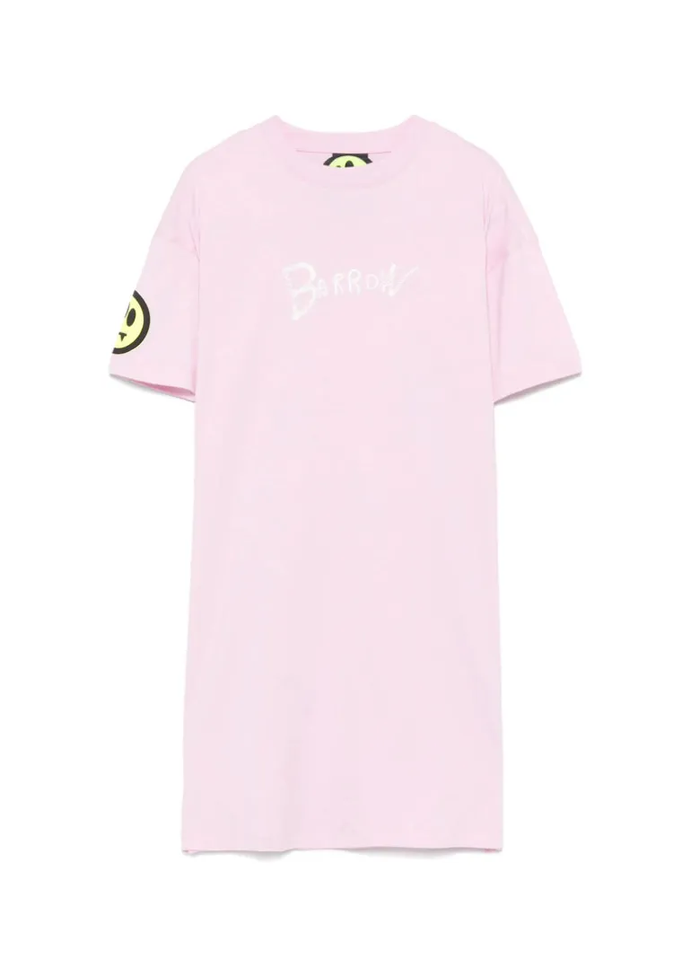 Barrow Kids Abito T-shirt Rosa con Stampa per Bambine
