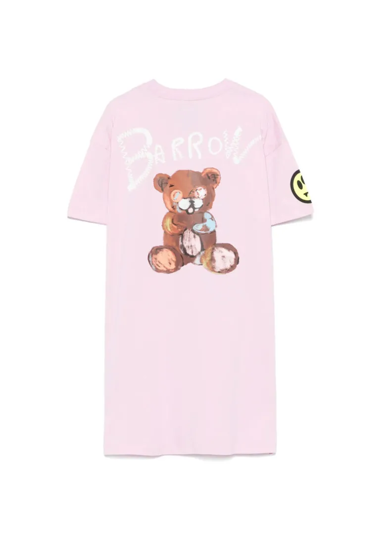 Barrow Kids Abito T-shirt Rosa con Stampa per Bambine