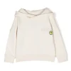 Barrow Kids Felpa con Cappuccio Crema con Stampa Logo e Smile