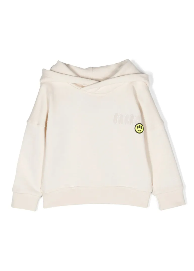 Barrow Kids Felpa con Cappuccio Crema con Stampa Logo e Smile