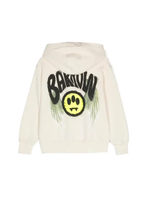 Barrow Kids Felpa Crema con Cappuccio con Stampa Logo per Bambini