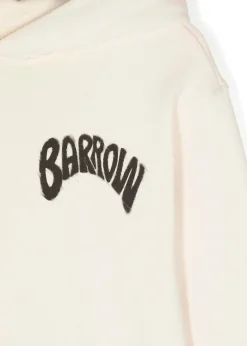 Barrow Kids Felpa Crema con Cappuccio con Stampa Logo per Bambini