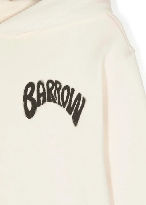 Barrow Kids Felpa Crema con Cappuccio con Stampa Logo per Bambini