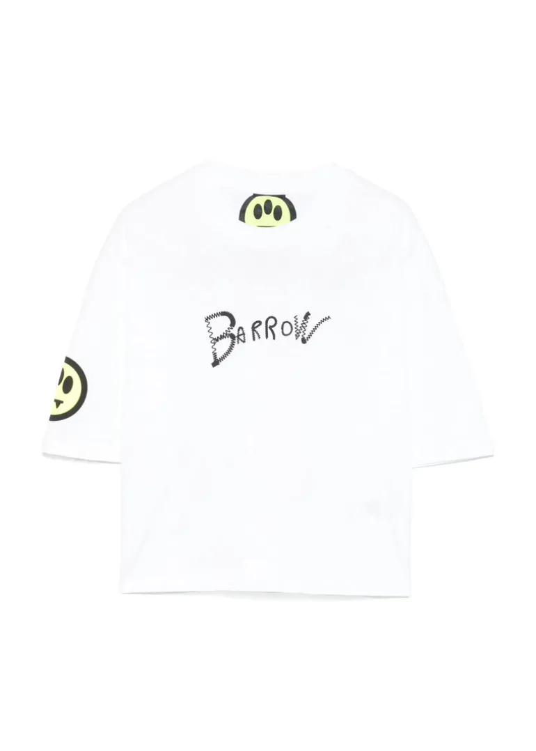 Barrow Kids T-shirt Crop Bianca con Stampa per Bambine