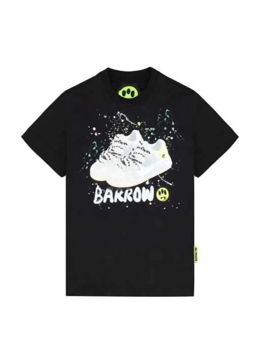 Barrow Kids T-shirt Nera con Stampa Shoes per Bambini