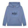 Boss Kids Felpa Celeste con Cappuccio con Logo per Bambini