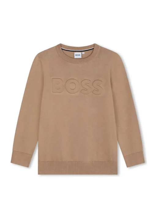 Boss Kids Maglioncino Biscotto Girocollo con Logo per Bambini