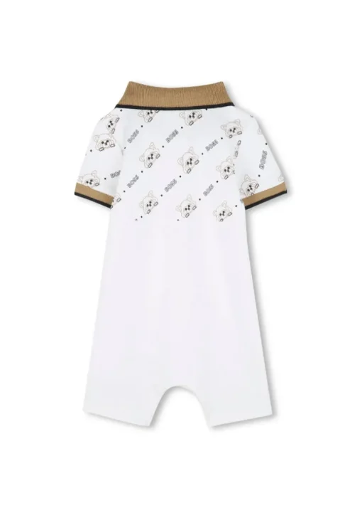 Boss Kids Pagliaccetto Bianco con Stampa Fox per Neonati