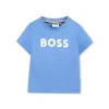 Boss Kids T-shirt Celeste con Logo per Neonati