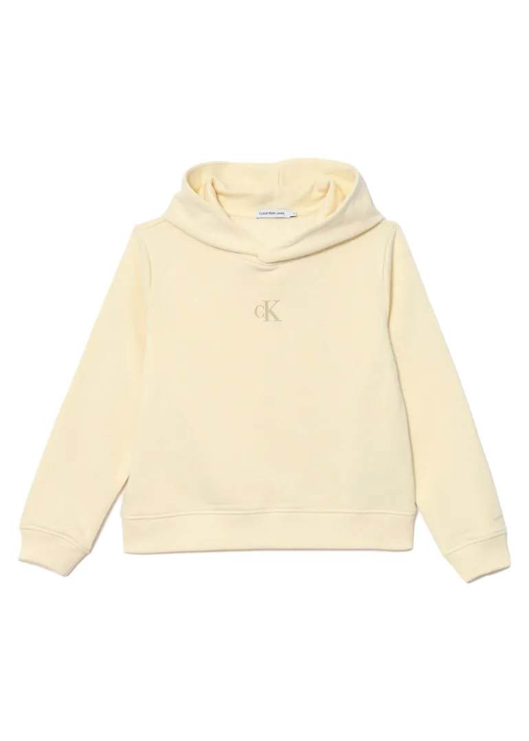 Calvin Klein Kids Felpa Panna con Cappuccio per Bambine