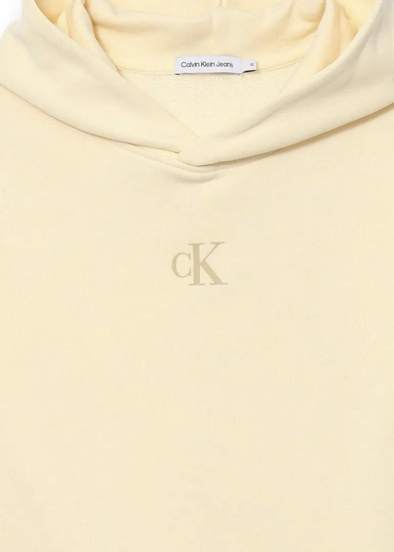 Calvin Klein Kids Felpa Panna con Cappuccio per Bambine