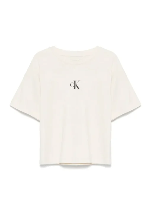 Calvin Klein Kids T-shirt Beige con CK per Bambini