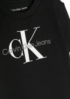 Calvin Klein Kids T-shirt Nera con Stampa Logo per Neonati