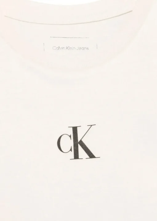 Calvin Klein Kids T-shirt Beige con CK per Bambini