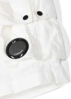 C.P. Company Kids Short Cargo Bianco con Applicazione Logo per Bambini