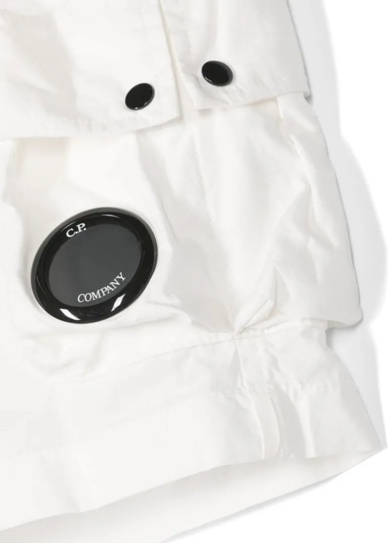 C.P. Company Kids Short Cargo Bianco con Applicazione Logo per Bambini