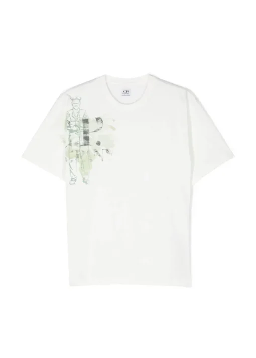 C.P. Company Kids T-shirt Bianca con Logo per Bambini