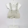 Deolinda Completo T-shirt con Salopette Panna/Beige per Neonati