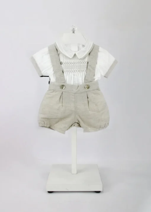 Deolinda Completo T-shirt con Salopette Panna/Beige per Neonati