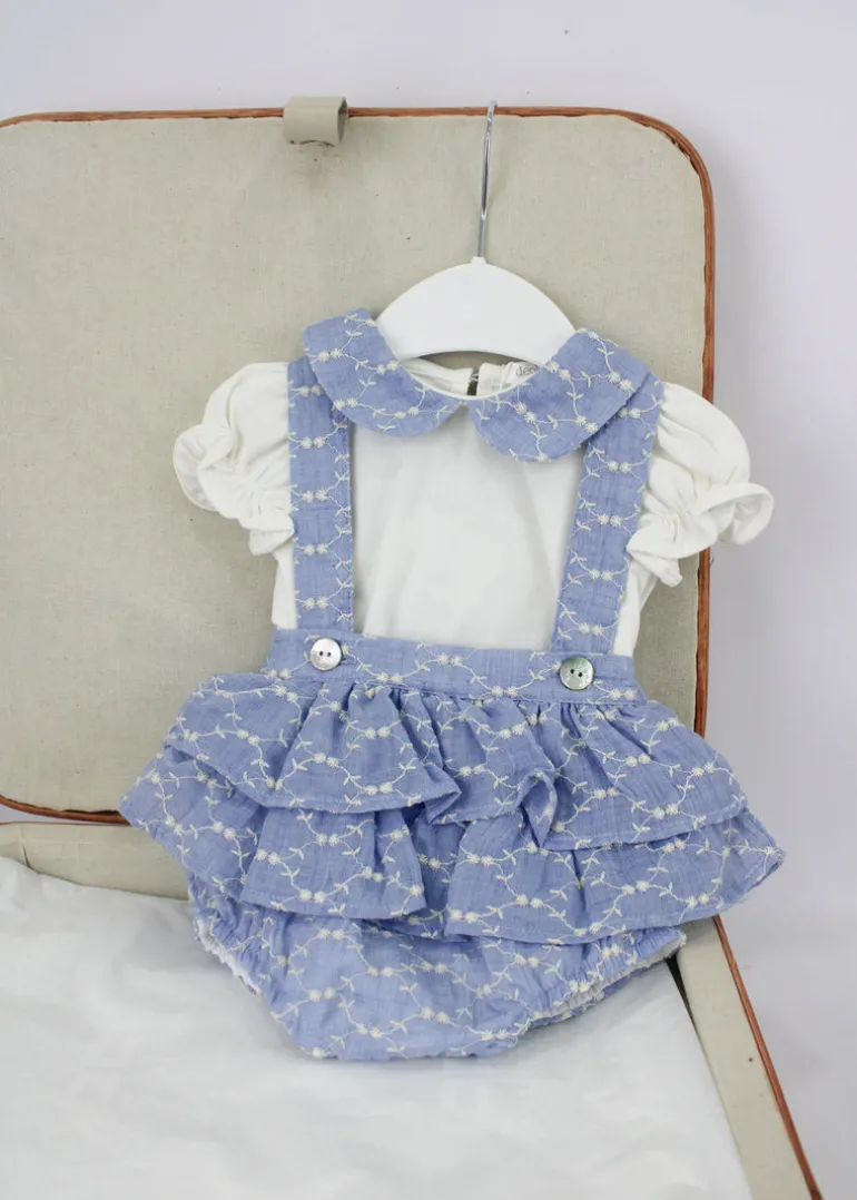 Deolinda T-shirt con Salopette Bianco/Azzurro per Neonate