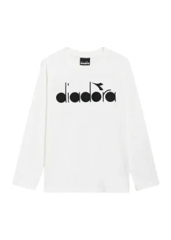 Diadora Kids T-Shirt Maniche lunghe Panna con stampa logo