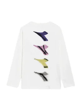 Diadora Kids T-Shirt Maniche lunghe Panna con stampa logo