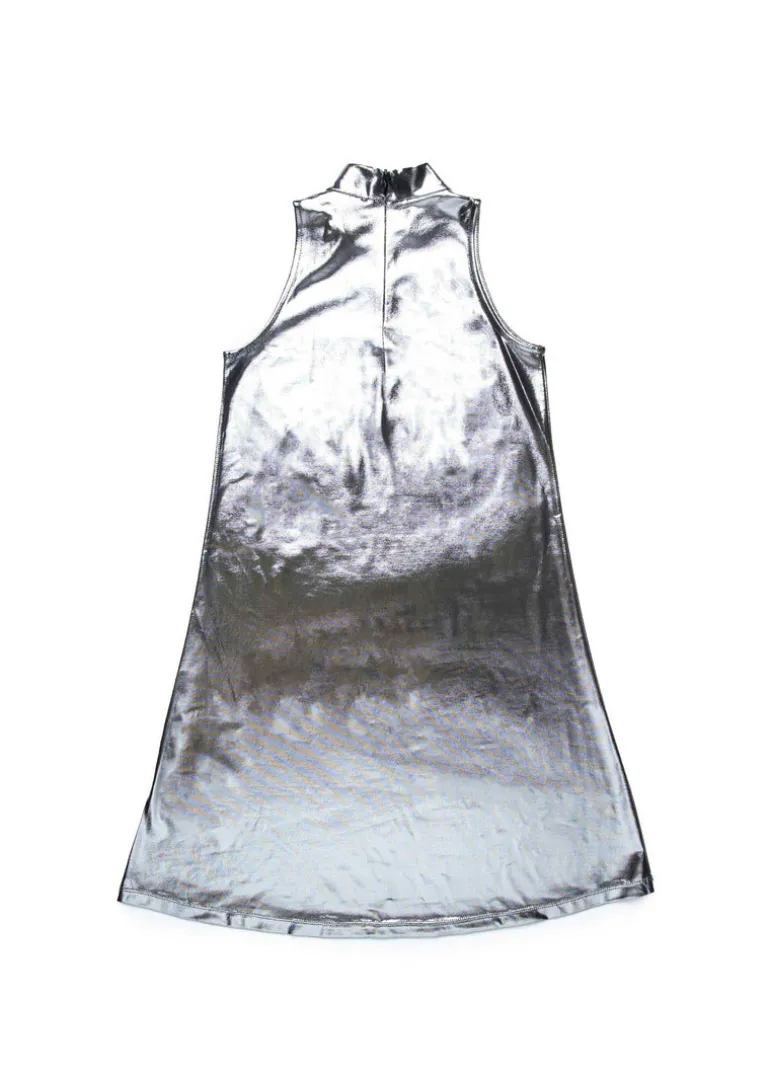 Diesel Kids Abito Argento Metallizzato con Oval D per Bambine