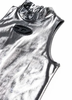 Diesel Kids Abito Argento Metallizzato con Oval D per Bambine