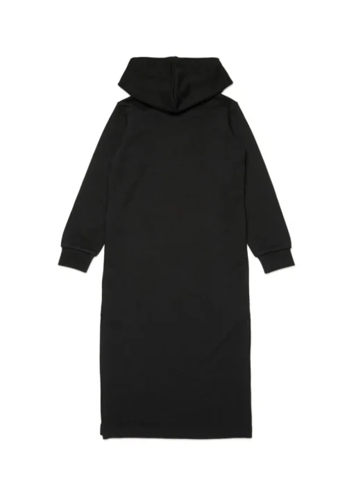 Diesel Kids Abito con Cappuccio in Felpa Nero per Bambine