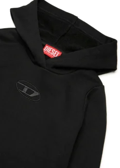 Diesel Kids Abito con Cappuccio in Felpa Nero per Bambine