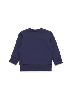 Diesel Kids Felpa Blu Girocollo con Used Effect Oval D per Neonati