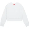 Diesel Kids Felpa Girocollo Bianca con Logo Oval D per Bambine