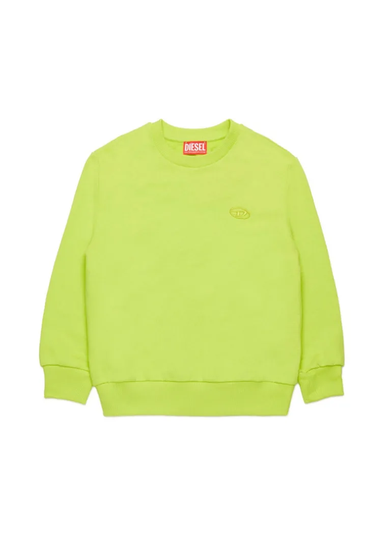 Diesel Kids Felpa Girocollo Verde Mela con Macro D per Bambini