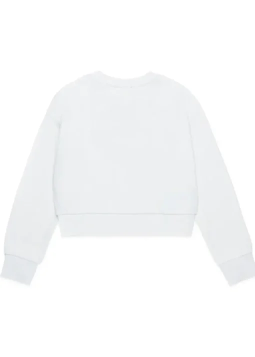 Diesel Kids Felpa Girocollo Bianca con Logo Oval D per Bambine