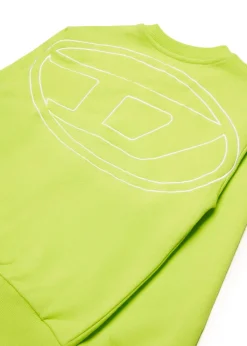 Diesel Kids Felpa Girocollo Verde Mela con Macro D per Bambini