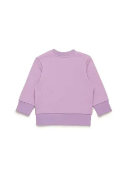 Diesel Kids Felpa Lilla Girocollo con Used Effect Oval D per Neonate